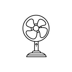Thin Linear Icon of a Table Fan for Indoor Cooling