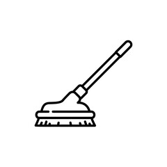 Thin Linear Icon of an Electric Broom for Cleaning