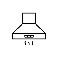 Black linear icon of a range hood for kitchen ventilation