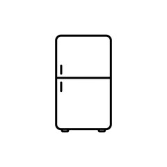 Black outline icon of a refrigerator for food preservation