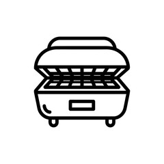 Black outline icon of a waffle maker for breakfast cooking