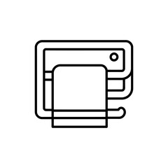 Black outline icon of a towel warmer for bathroom comfort