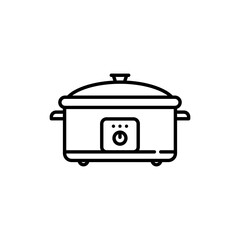 Black outline icon of a slow cooker for meal preparation