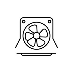 Black outline icon of an exhaust fan for air ventilation