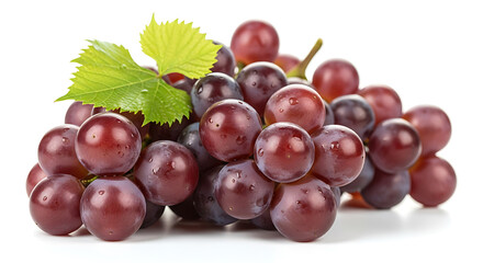 Obraz premium Ripe red grapes with green leaf and water droplets image