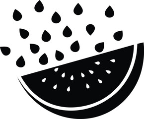 water melon slices and seeds in creative silhouette