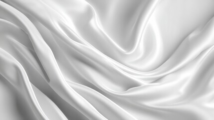 Obraz premium Abstract flowing white silk texture with soft folds, symbolizing elegance, and sophistication, perfect for advertising textiles, clothing, cosmetics, or interior design, evoking luxury and comfort