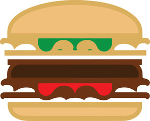 Double Decker Burger Color Vector Design