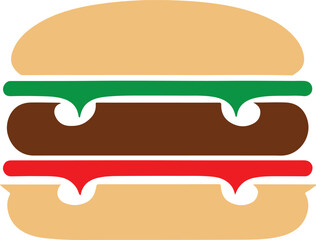 Double Decker Burger Color Vector Design