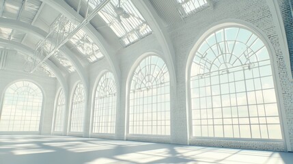 Industrial loft interior, bright & airy