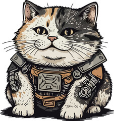 Cute cat and mouse vector illustration with a funny feline and white kitten