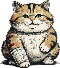 Cat sitting with a mouse and holding a fish cute kitten pet portrait