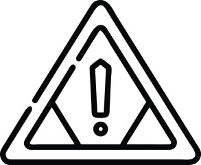 Triangle hazard sign icon with exclamation point outline style for resources