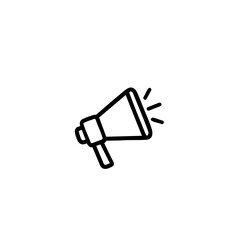 Fototapeta premium Megaphone Line Icon - Minimalist 1-Color Black Vector