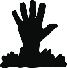 Creepy Hand Rising from the Grave – Spooky Silhouette Vector for Halloween and Horror Themes, hand rising from grave, spooky grave hand silhouette, creepy hand from earth vector