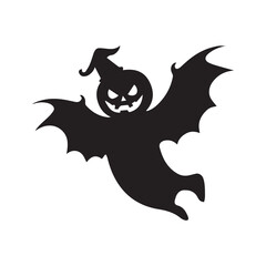 Halloween Ghost And Bat Cartoon silhouette Vector Designs