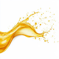 Juicy yellow liquid splash with sprinkles on a white background. Generative AI