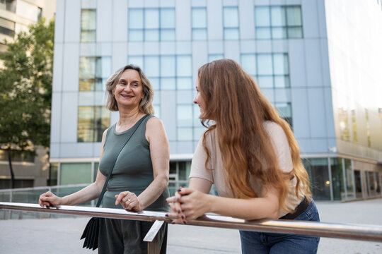 Mother and daughter enjoying time in the city