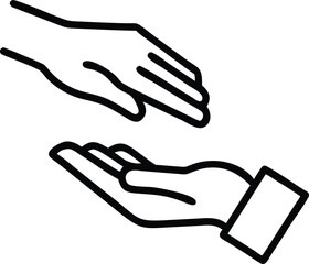 Obraz premium Two hands gesture, one giving or receiving in simple line art