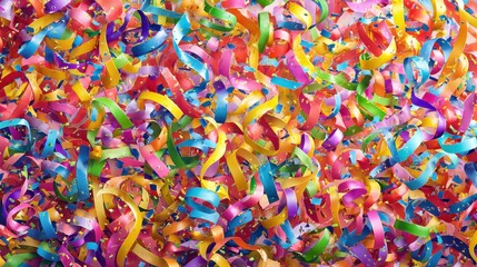 Celebratory background featuring colorful confetti and streamers
