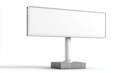 Large Blank White Advertising Billboard Sign View on White Background.