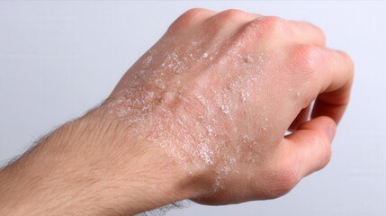 Fototapeta premium macro of psoriasis on skin of human hand 