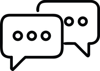 Two speech bubbles outline with dots inside for website design or icon