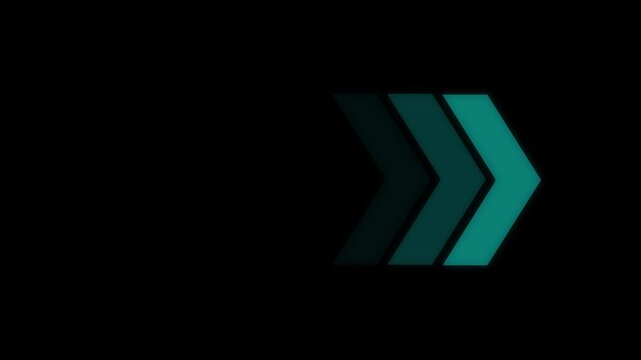 Right-directional Cyan arrow loop animation on black background. Swipe right for the animation.