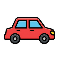 Red Car Icon Side View Simple Transportation Vehicle Illustration isolated on a transparent background