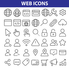 Web Line Icons, Browser, Link, Upload, Download, Webpage, Editable Formats: AI, EPS, PNG, JPG, Ideal for Both UI and Print Media Use
