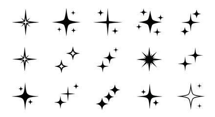 Set of Sparkling Stars Vectors for Decorative and Design Elements