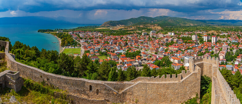 Panorama of Samuel's Fortress, a fortress in Ohrid, North Macedonia