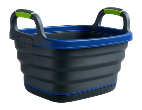 Collapsible wash basin with integrated handles for campsite hygiene