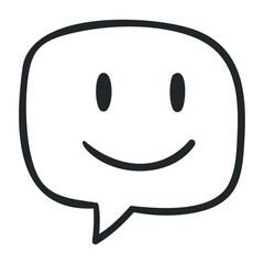 Fototapeta premium Minimalist black and white smiley face icon with bold lines and cheerful expression. Hand drawn vector illustration