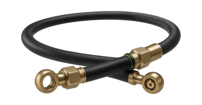 Oil-resistant hydraulic line with brass connectors for motocross bikes