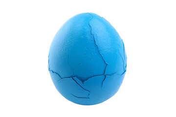a blue egg with a crack in the middle