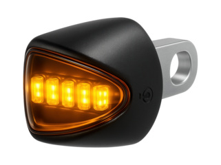 Integrated scooter turn signal in a sleek black casing for commuter scooters