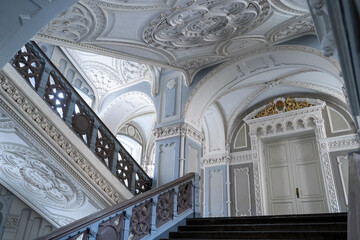 Ornate Staircase Inside Historical Building. Ukraine University. Inside main building of National Technical University of Ukraine or Kyiv Polytechnic Institute