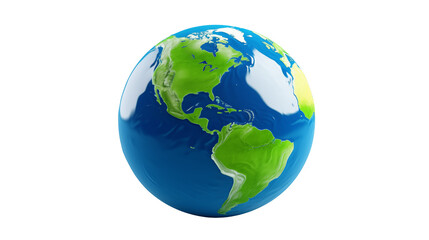 Fototapeta premium Glossy earth globe showcasing continents on a transparet background