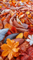 Colorful autumn leaves create vibrant, natural carpet