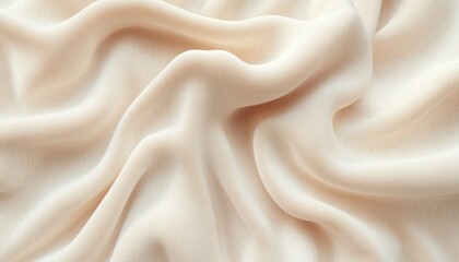 Fototapeta premium Soft Baby Beige Cream Fabric With Gentle Waves And Folds, Featuring Pastel Ile Ure. Rose Terry Cloth Towel With Soft Fabric Folds.