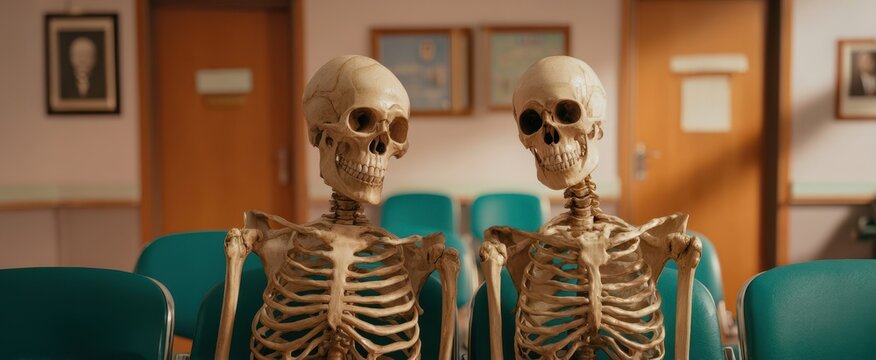 The Skeletons Sitting Together in a Hospital Waiting Room