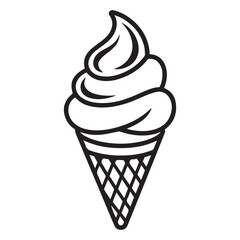 Vector art of a delightful black and white ice cream cone isolated on white background is ready to be enjoyed