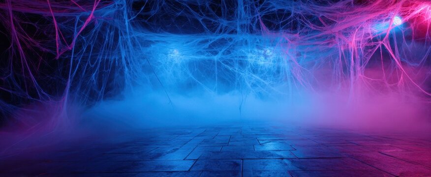 The vibrant spider web atmosphere with fog and dramatic lighting effects. - Powered by Adobe