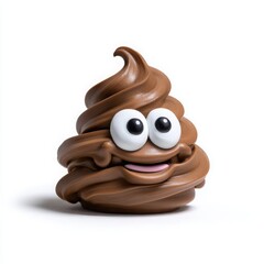 Brown Clay Poop Emoji with Googly Eyes and Pink Tongue