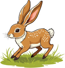 Whimsical Hare Cartoon - Cute Woodland Animal Vector Illustration for Children's Books and Educational Resources