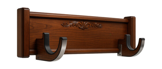 Fototapeta premium Wooden gun rack with carved details for wall mounting in hunting lodges