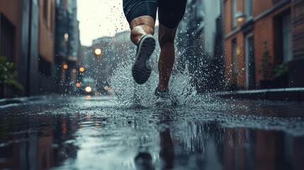 Person running in the rain.