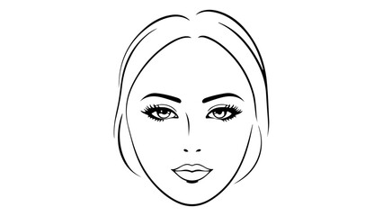 portrait of a girl face silhouette, simple beautiful shape of a woman face line art vector illustration