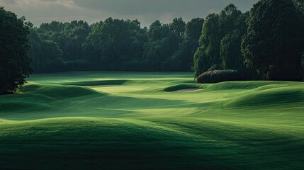 Lush golf course in morning light